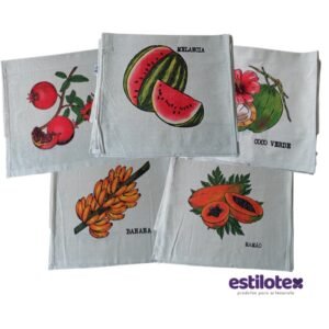 Kit 5 Panos Extra Rústico Frutas Estilotex 72x45cm
