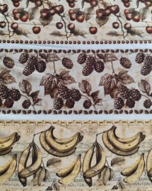 Tricoline Digital Barrado Frutas Vintage 55cm x 150cm