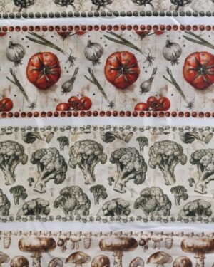 Tricoline Digital Barrado Legumes Vintage 55cm x 150cm