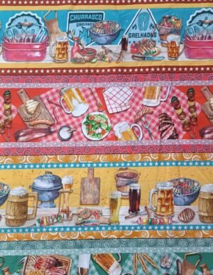 Tricoline Barrado Digital Churrasco 55x150cm